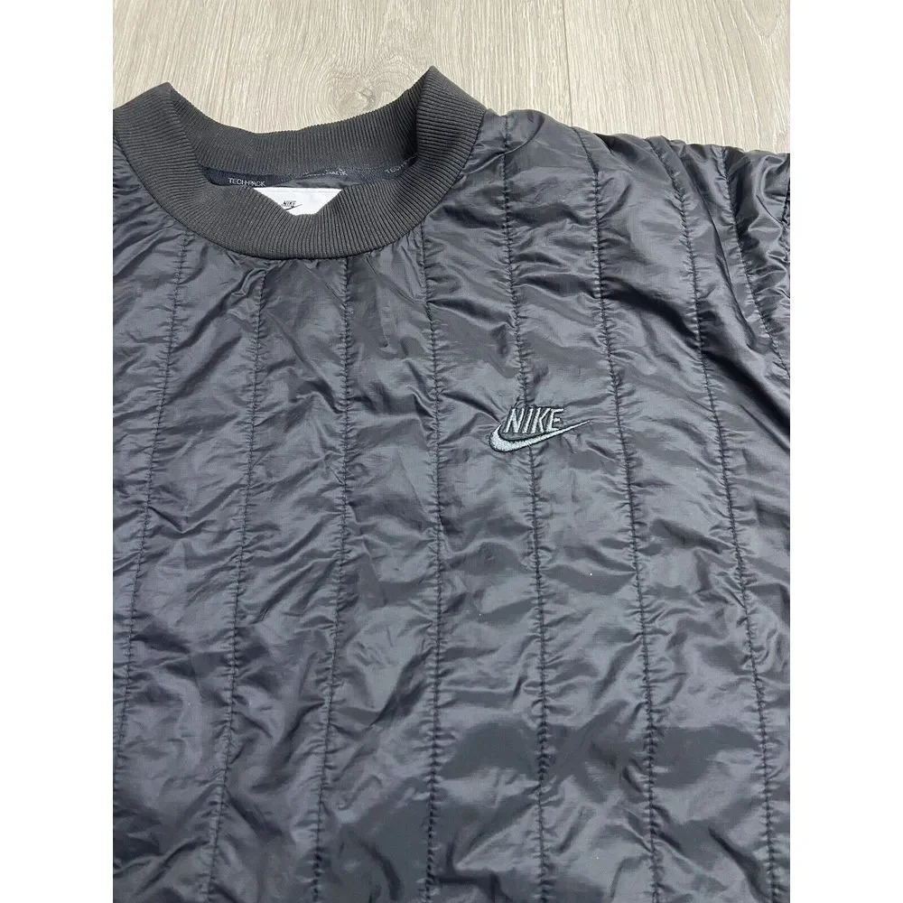 Nike Tech Pack Sweatshirt Pullover Men Small Black Quilted Thermal Sport Outdoor